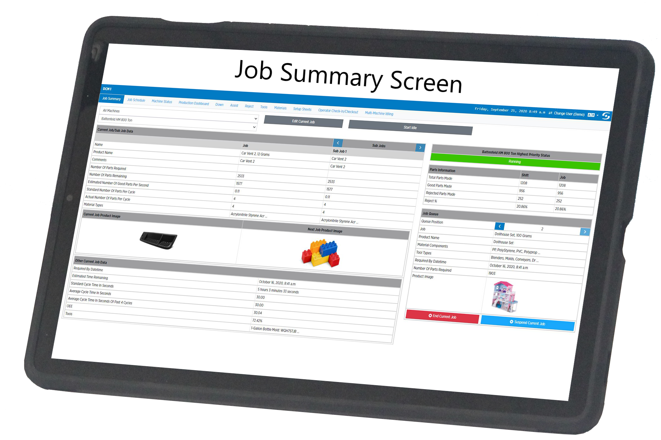 Job Summary screen